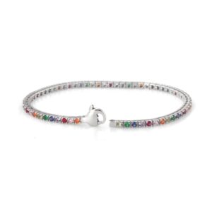 bracciale tennis top Rainbow in argento rodiato  D 2,00 mm