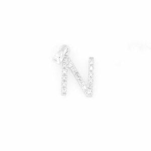 ciondolo lettera “N” 8 mm in oro bianco liscio