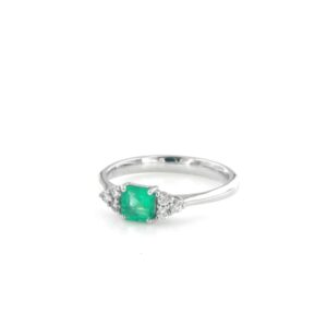 Anello Smeraldo Ottagonale 0,55 ct e Brillanti 0,20 ct in Oro Bianco – Modello 753 | Afrodite by cpgioielli.it