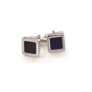 Gemelli da polso  in onice nera quadrata in argento 925‰
